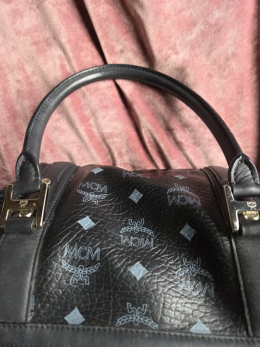Authentic MCM Visetos Black Boston Bag